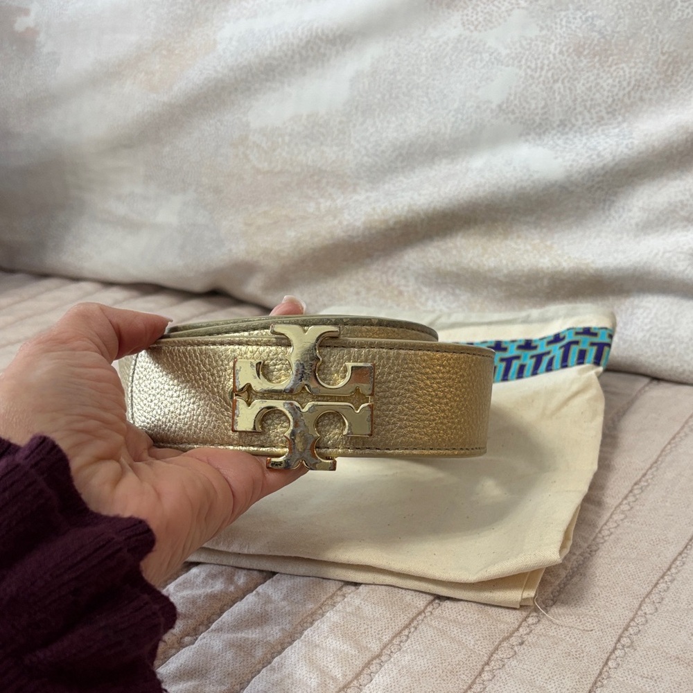 Gold/Silver Reversible Tory Burch Belt 1.5 inch